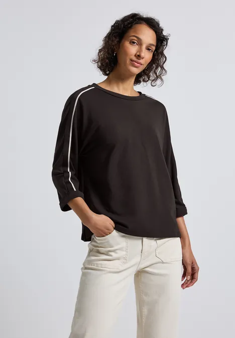 Shirt met gallonstrepen deep roast brown