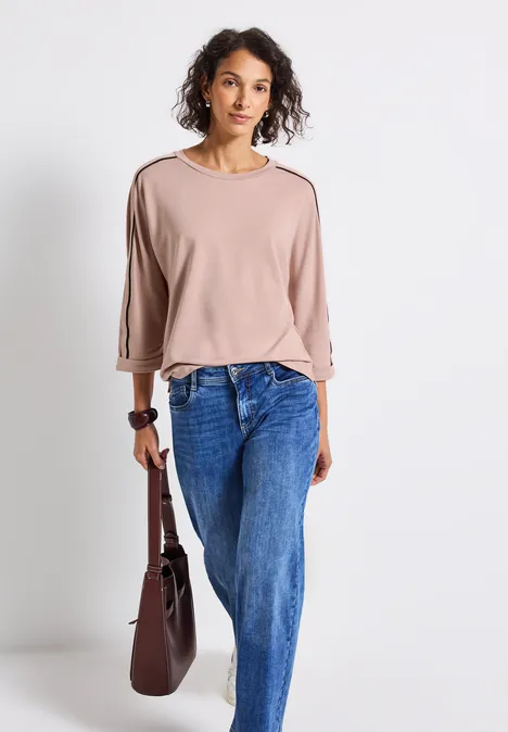 Shirt mit Galonstreifen faded rose