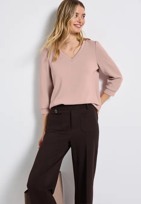 Silk-Look Shirt met rimpels faded rose