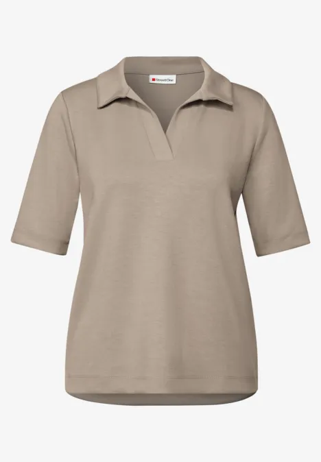 Silk-Look Poloshirt morning beige