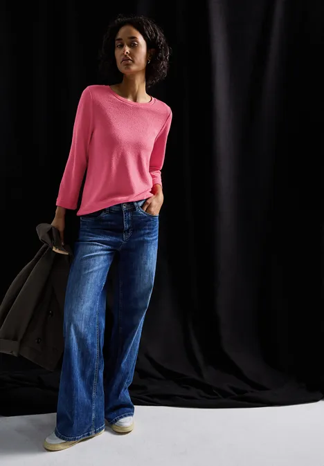 Strick-Look Shirt almond coral