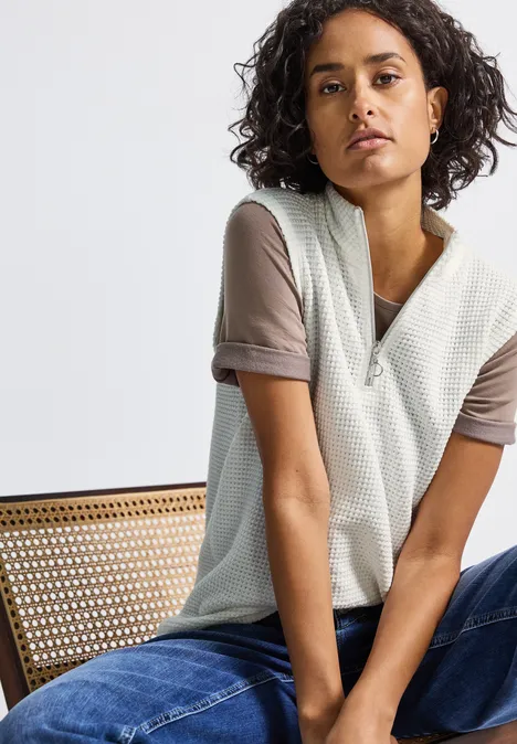 Turtleneck Shirt mit Zipper off white