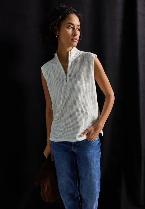 Turtleneck Shirt mit Zipper off white