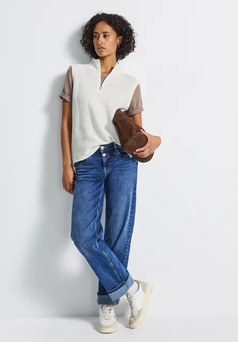 Turtleneck Shirt mit Zipper off white