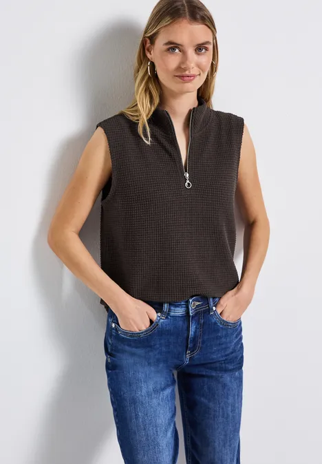 Turtleneck Shirt mit Zipper deep roast brown