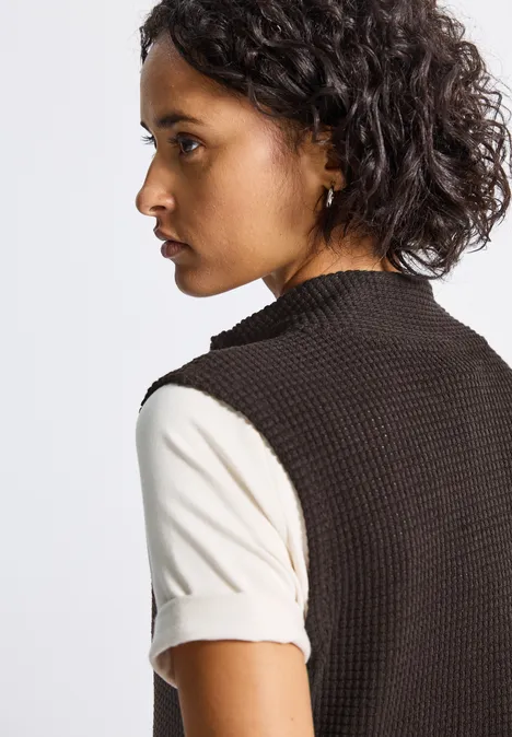 Turtleneck Shirt mit Zipper deep roast brown