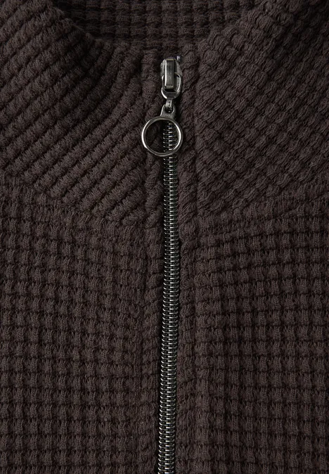Turtleneck Shirt mit Zipper deep roast brown