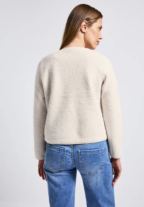 Teddy Jacke mit Knopfleiste tusk cream