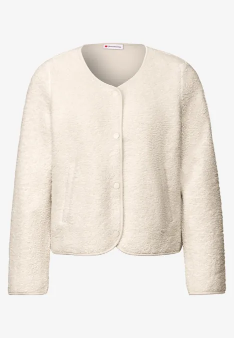 Teddy-Jacke mit Knopfleiste tusk cream