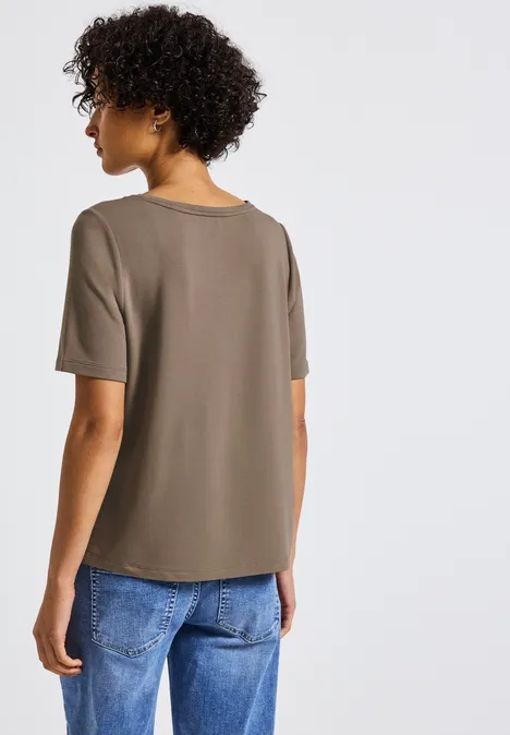 Shirt mit Glitzerstreifen bark brown