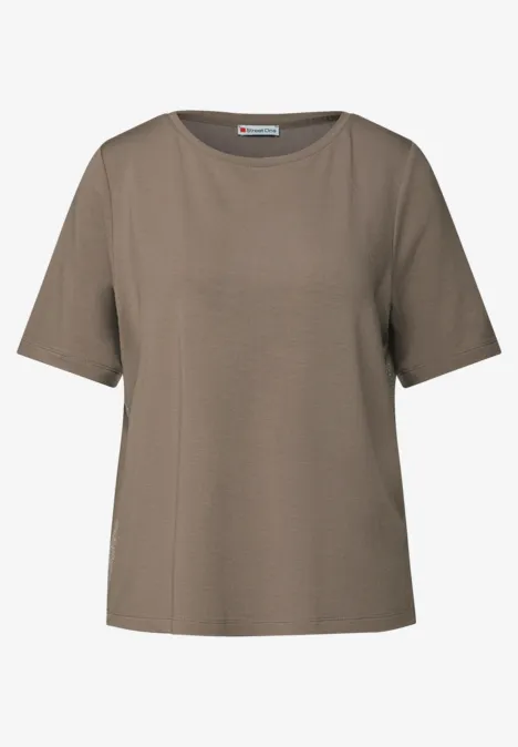 Shirt mit Glitzerstreifen bark brown