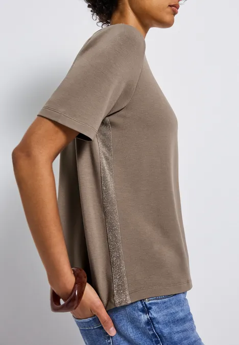 Shirt mit Glitzerstreifen bark brown