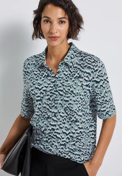 Shirt im Blusenlook arona blue
