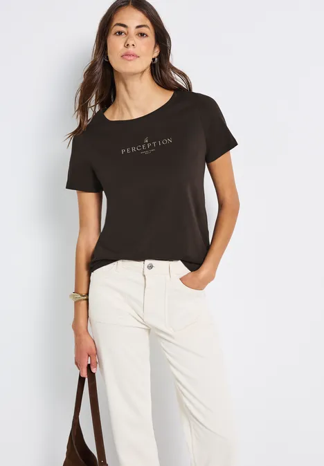 Shirt mit Wording Artwork deep roast brown