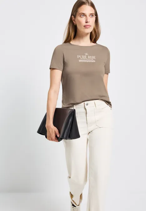 Shirt mit Wording Artwork bark brown
