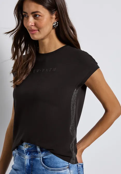 T-Shirt mit Glitzerdetails deep roast brown