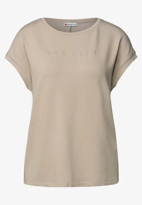T-Shirt mit Glitzerdetails morning beige