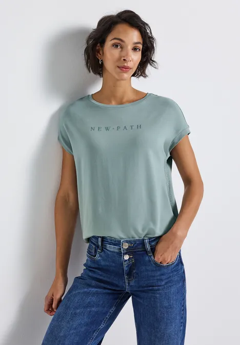 T-Shirt mit Glitzerdetails arona blue
