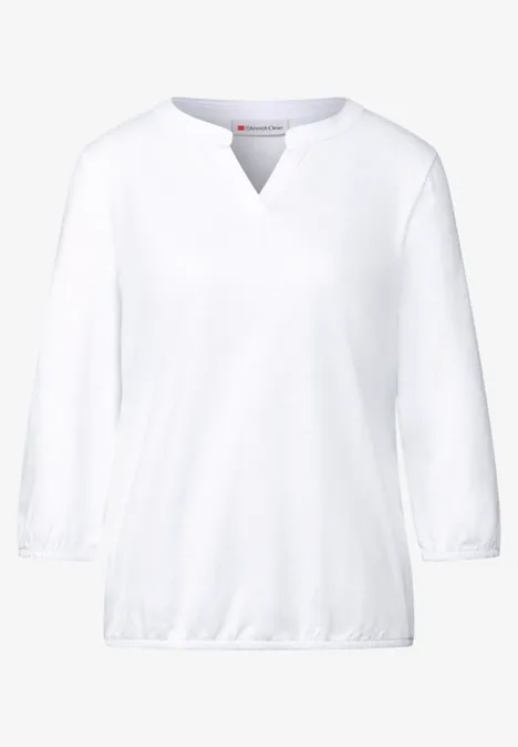 Shirt van jersey met gespleten hals White