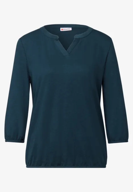 Split Neck Jersey Shirt tide blue