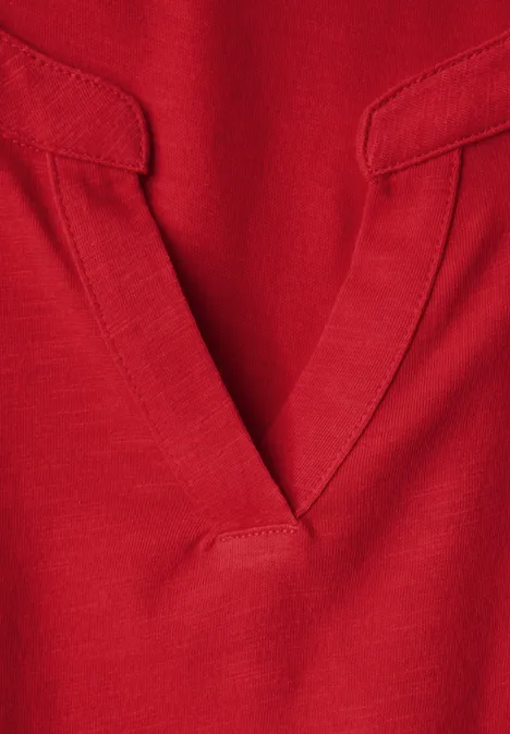 Split Neck Jersey Shirt racing red