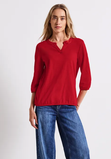 Split Neck Jersey Shirt racing red