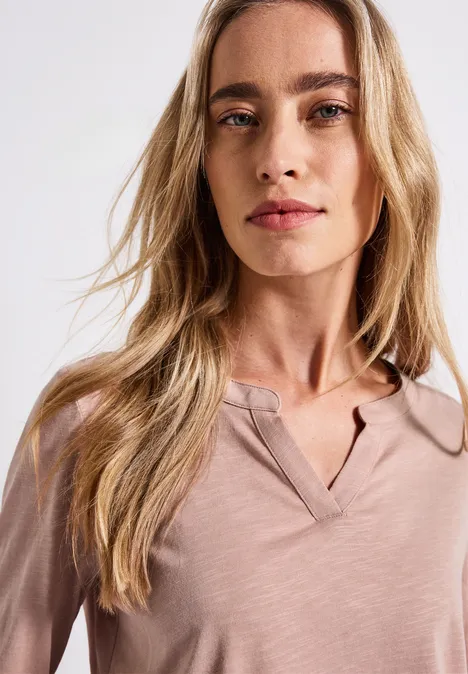 Split Neck Jersey Shirt faded rose