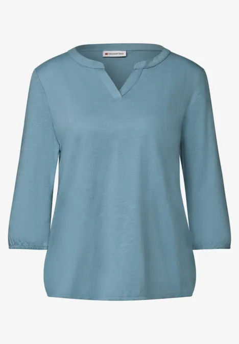 Split Neck Jersey Shirt glacier blue