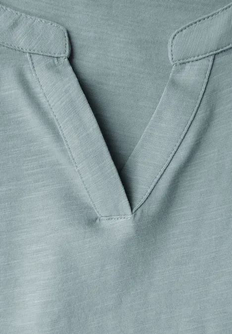 Split Neck Jersey Shirt arona blue