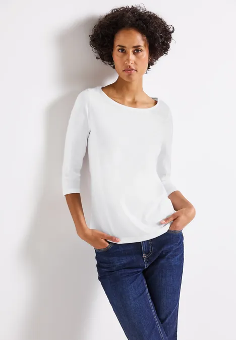 Shirt mit U-Boot-Ausschnitt White