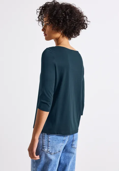 Shirt mit U-Boot-Ausschnitt tide blue