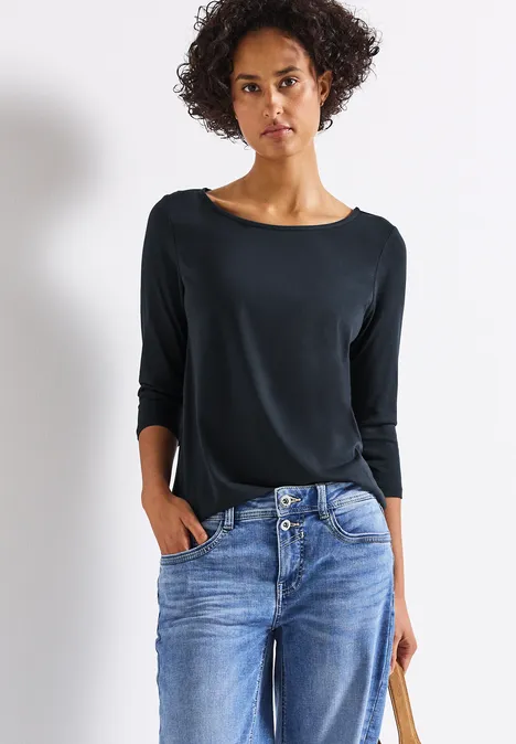 Shirt mit U-Boot-Ausschnitt deepwater blue