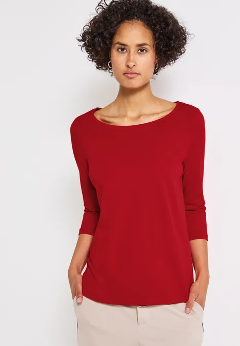 Shirt mit U-Boot-Ausschnitt racing red