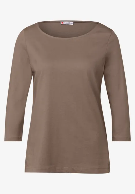 Shirt mit U-Boot-Ausschnitt silk brown