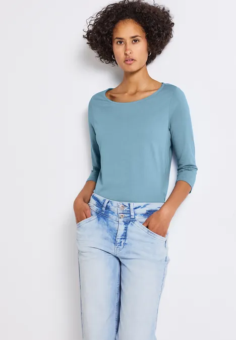 Shirt mit U-Boot-Ausschnitt glacier blue