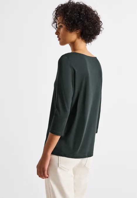 Shirt mit U-Boot-Ausschnitt evernight green