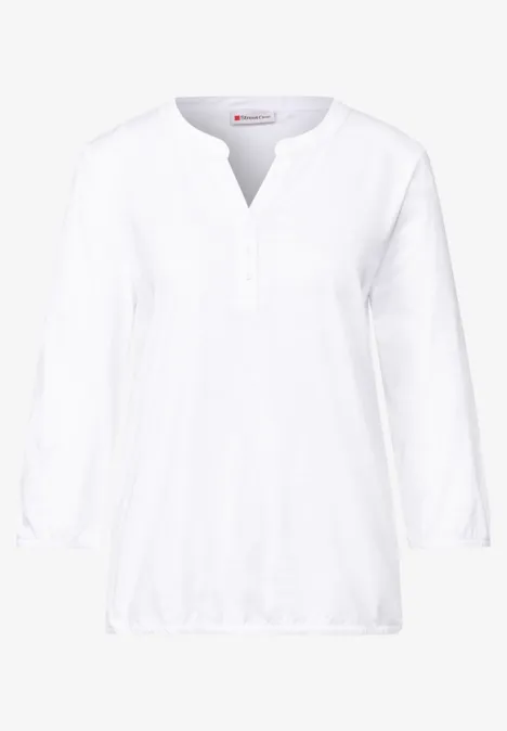 Split Neck Jersey-Shirt White