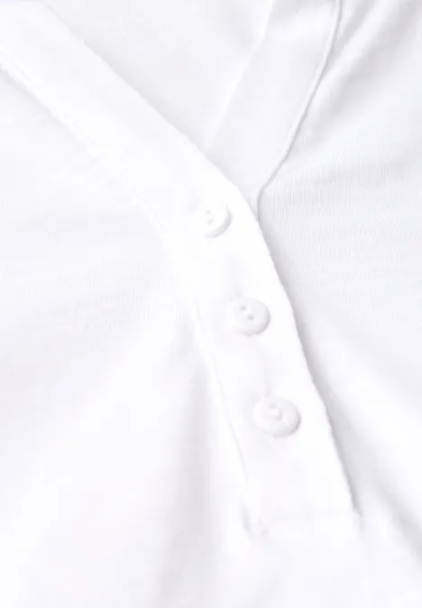 Split Neck Jersey-Shirt White