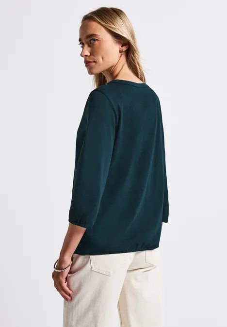 Split Neck Jersey-Shirt tide blue
