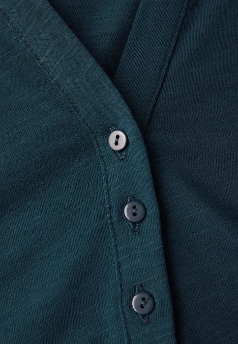 Split Neck Jersey-Shirt tide blue