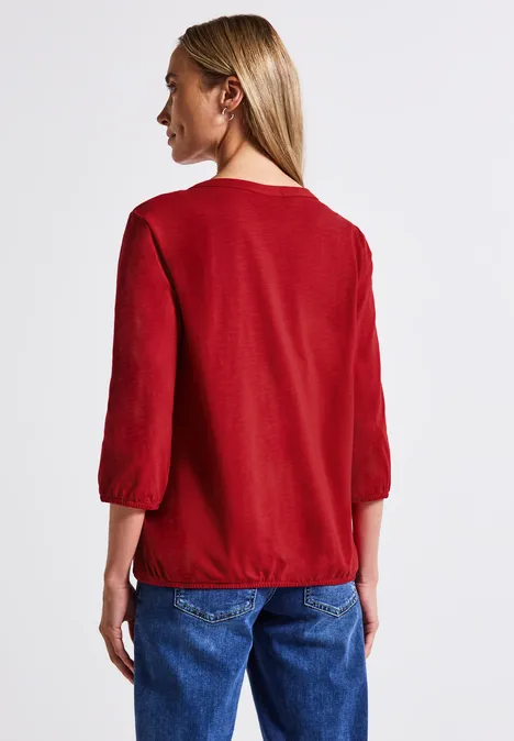 Split Neck Jersey-Shirt racing red