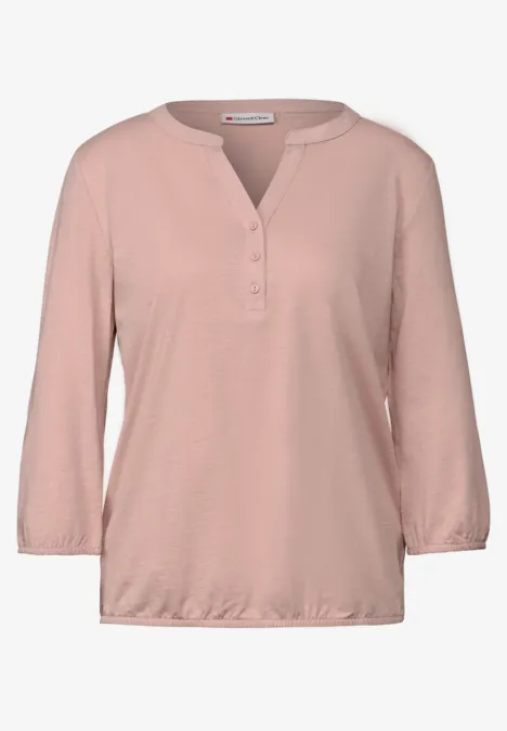 Split Neck Jersey-Shirt faded rose