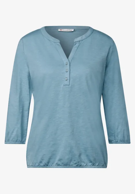 Split Neck Jersey-Shirt glacier blue