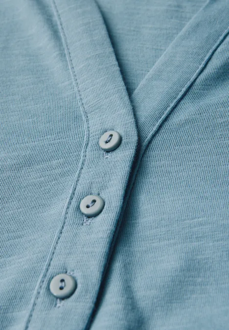 Split Neck Jersey-Shirt glacier blue