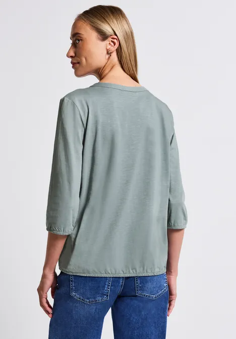 Split Neck Jersey-Shirt arona blue