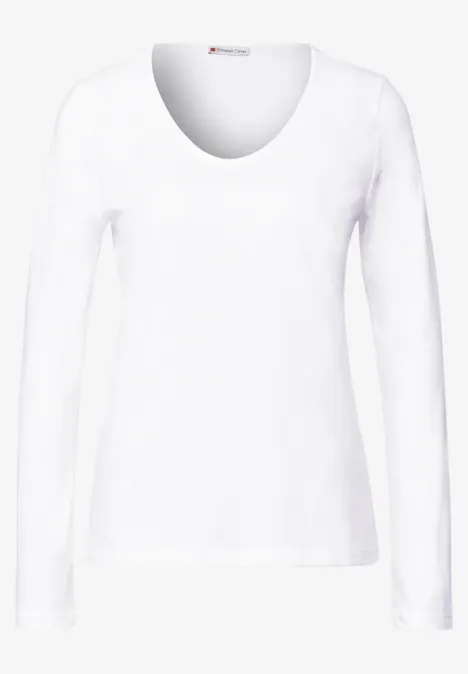 Langarmshirt in Unifarbe White