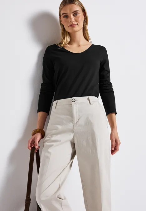 Overhemd met lange mouwen in effen kleur Black