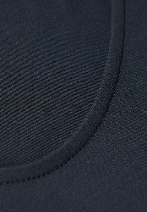Langarmshirt in Unifarbe deepwater blue