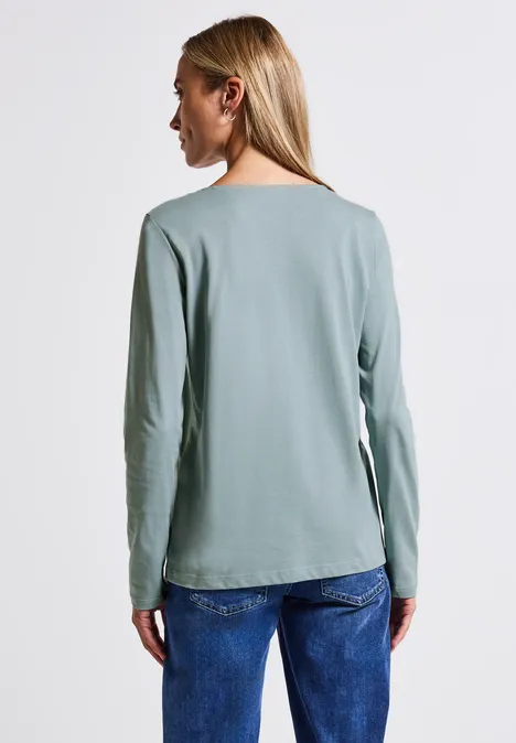 Langarmshirt in Unifarbe arona blue