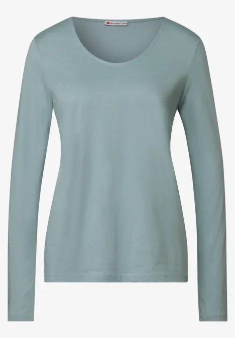 Langarmshirt in Unifarbe arona blue